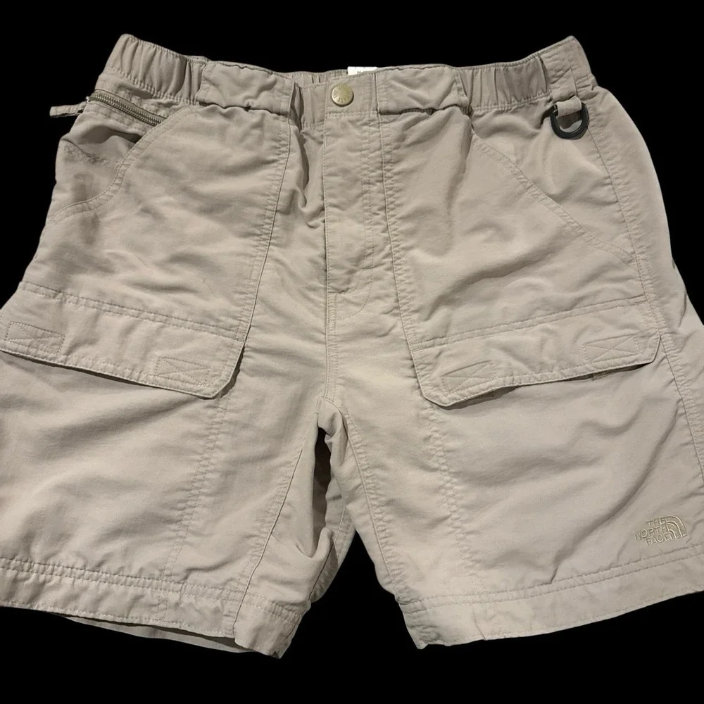 The North Face Shorts Mens Medium Cargo Pockets Hiking Beige Zip Pocket Athletic